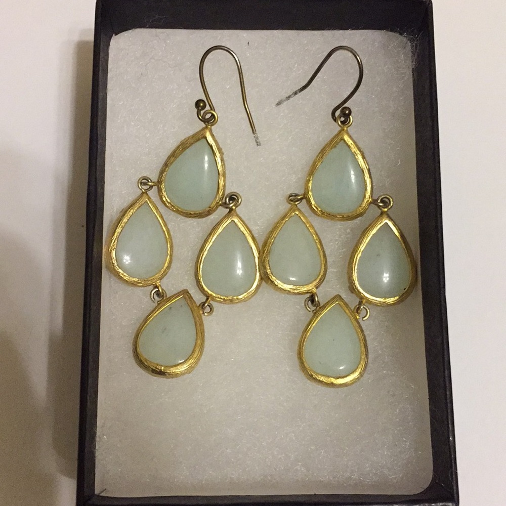 New! Gorgeous Mint & Gold Teardrop Earrings